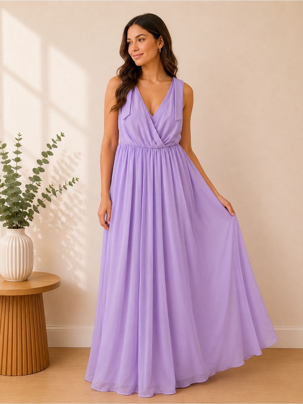 Lavender Chiffon Maxi Dress XXL Wedding Guest Bridesmaid Formal Gown